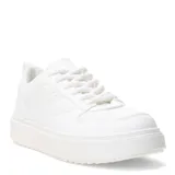 Championes blancos de cuero sintético con plataforma y cordones.