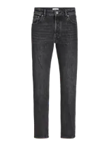 Jean de corte relaxed fit y tiro alto, con diseño clásico de cinco bolsillos. Confeccionado en denim de sarga color negro con efecto lavado.