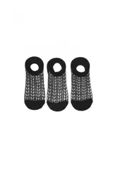 Pack de tres pares de medias invisibles negras con diseño calado.