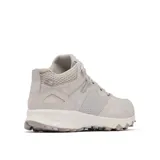 Bota de senderismo Columbia Peakfreak Hera Mid Outdry para mujer, en color blanco y gris. Cuenta con empeine impermeable y transpirable, mediasuela amortiguadora y suela con tacos para tracción en terrenos difíciles.