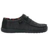 Mocasines Hey Dude Wally Sox color negro confeccionados en tejido elástico con interior de espuma viscoelástica y plantilla a base de coco.