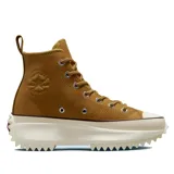 Zapatillas Converse Run Star Hike color marrón con plataforma blanca y suela dentada.