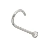 Set de cuatro piercings de acero para la nariz, con forma de gancho y diferentes diseños: disco plano, cristal, esfera y cono.