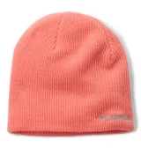 Gorro de punto Columbia modelo Whirlibird Watch Cap, de color salmón, con el logo de la marca bordado en gris en el lateral.