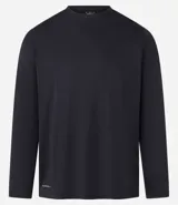 Remera deportiva de manga larga Get Over, color negro, con cuello redondo y diseño liso sin estampados. Confeccionada en tejido técnico de poliéster de secado rápido.