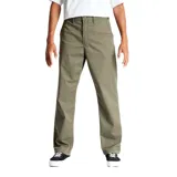 Pantalón de gabardina color verde oliva, de corte recto y tiro medio, con bolsillos laterales y traseros.