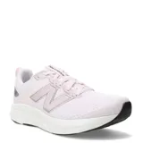 Championes de running New Balance 460 para mujer, color rosado con detalles plateados, exterior de malla transpirable, entresuela de EVA y suela blanca con base negra.