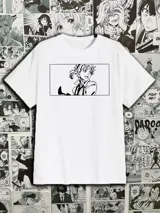 Remera blanca de algodón con estampado rectangular en el pecho de Atsushi Nakajima, personaje del anime Bungō Stray Dogs.