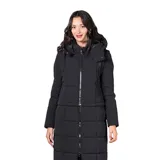 Campera multifunción modular color negro, con diseño matelaseado y capucha desmontable. Su sistema de cierres permite transformarla en cuatro versiones: campera larga, campera corta, chaleco largo y chaleco corto.