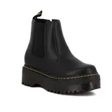 Botas Chelsea de cuero sintético negro con plataforma y elástico lateral.