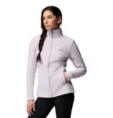 Polar Columbia Basin Trail III Full Zip para mujer, color lila pálido (Lavender Pearl), con cierre frontal completo y bolsillos laterales con cierre.