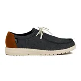 Zapato casual de hombre color caramelo con detalles en marrón y suela blanca.