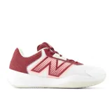 Championes New Balance 696 V6 para dama, color blanco con detalles en bordó y rosa. Capellada de malla y material sintético.