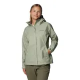 Campera impermeable Columbia modelo Arcadia II Jacket, color verde, con capucha ajustable, bolsillos con cierre y tecnología Omni-Tech.