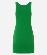 Vestido corto de ajuste al cuerpo confeccionado en tejido de rib con textura acanalada. Presenta escote redondo y breteles anchos.