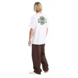 Remera Volcom de manga corta, color blanco, con calce holgado, cuello redondo y bolsillo aplicado en el pecho con estampa gráfica.