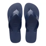 Ojotas Havaianas modelo Top Max, color azul marino, con diseño clásico de tiras anchas y suela de goma texturizada.