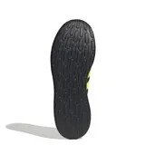 Championes urbanos Adidas Lite Racer 4.0, color negro con detalles en amarillo neón en las tres tiras laterales y la lengüeta. Confeccionados en malla transpirable, cuentan con tecnología Cloudfoam en la mediasuela para mayor amortiguación y suela de goma resistente.