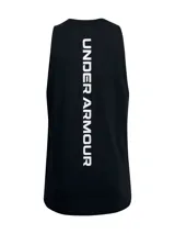 Musculosa deportiva Under Armour Zone para hombre, color negro con logo blanco estampado en el pecho.