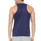 Musculosa deportiva Asics Core Running color azul marino, con logo reflectivo en el pecho.