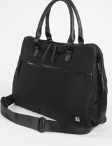 Briefcase para laptop color verde oliva, con cierre principal y bolsillo frontal con cierre. Incluye manijas superiores y correa ajustable extraíble.