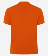 Blusa de punto texturizado color celeste, de manga corta y cuello alto, marca Cortelle.