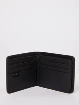 Billetera plegable Rusty de color verde militar, con múltiples ranuras para tarjetas y compartimento para billetes.