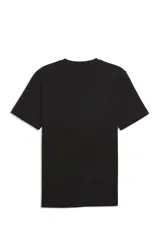 Remera Puma de color blanco con estampa frontal centrada que representa un champión sobre una caja, con detalles en tonos celestes y verdes.