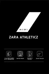 Cazadora deportiva de ajuste regular, confeccionada en tejido técnico de tres capas con membrana impermeable (resistencia al agua ≥15K) y costuras termoselladas. Presenta cuello subido con capucha ajustable, manga larga con puños ajustables con tira adherente, aberturas con cremallera termosellada en axilas para ventilación, bolsillos frontales con cremallera termofijada y bajo ajustable con elásticos laterales.