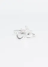 Anillo ajustable de plata 925 con dije de avión con incrustaciones de zirconia y dije de luna.