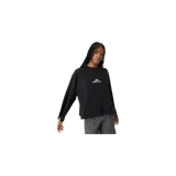 Remera de manga larga negra con cuello redondo y diseño holgado. Cuenta con el estampado del logo de la marca "EMESTUDIOS" en color blanco en el centro del pecho.