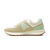 Championes deportivos American Sport modelo Mila 2.0, de color beige con detalles en verde menta y suela de goma marrón.