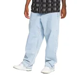 Pantalón de jeans Volcom modelo Billow Denim, de color celeste claro, tiro medio, corte ancho y holgado de estilo baggy.