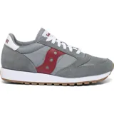 Championes Saucony Jazz Original Vintage, color gris con detalles en rojo y blanco.