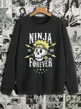 Buzo negro con estampado de calavera con bandana amarilla y texto "Ninja Forever" en blanco.