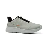 Championes deportivos Hi-Tec Brett de color gris claro con cordones y detalles en negro, entresuela blanca y plantilla con memory foam.