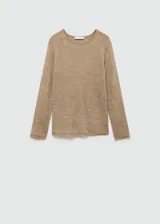 Jersey de punto fino con cuello redondo y mangas largas, de diseño recto y calce clásico.
