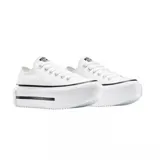Championes Converse Chuck Taylor All Star Lift Double Stack, color blanco con detalles en negro, plataforma doble y diseño clásico.