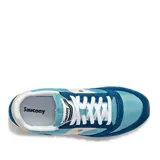 Championes Saucony Jazz 81 de hombre, color celeste y azul marino, con detalles en beige. Confeccionados en gamuza y malla, con suela de goma color caramelo.