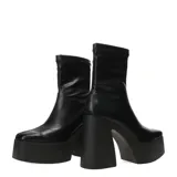 Botas negras de caña media con plataforma y taco cuadrado alto.