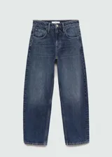 Jeans de tiro alto con diseño balloon y fit slouchy. Confeccionados en tejido de algodón estilo vaquero, cuentan con cierre de cremallera, botón, trabillas y cinco bolsillos.