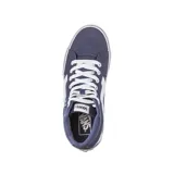 Zapatillas de caña alta Vans Filmore Hi, color azul con detalles en blanco. Confeccionadas en lona y cuero sintético, con suela waffle y cuello acolchado.