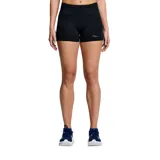Calza corta de running Saucony Fortify color negro, de tiro medio y calce ajustado. Confeccionada en tejido entrelazado de poliéster reciclado y spandex. Cuenta con detalles reflectantes y bolsillos en los muslos.