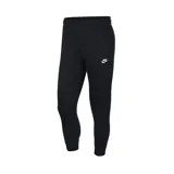Pantalon de jogging Nike modelo Sportswear Club Fleece, color negro, con cintura elástica, puños acanalados en los tobillos y logo de la marca bordado en blanco en la pierna izquierda.