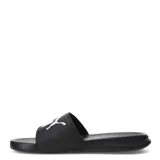 Sandalias Puma Popcat 20 negras con logo blanco.