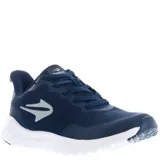 Championes deportivos Topper modelo Strong Pace III, color azul marino con detalles en gris y suela blanca. Presentan capellada de malla transpirable con refuerzos sintéticos, cierre con cordones y entresuela con tecnología amortiguadora.