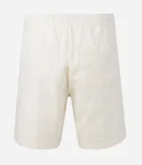 Bermuda de playa para hombre, de corte recto y color verde menta, confeccionada en algodón texturizado con diseño de rayas sutiles. Cuenta con cintura elástica con cordón de ajuste, bolsillos laterales y diseño sin estampas.