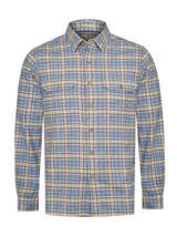 Camisa de franela a cuadros de manga larga RKF modelo Padua, confeccionada en algodón orgánico. Presenta cuello camisero, cierre frontal con botones de madera y dos bolsillos en el pecho con solapa y botón.