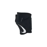 Muñequera deportiva Nike Pro negra con logo blanco y ajuste con velcro.