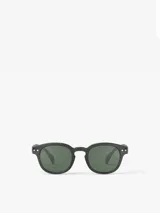Lentes de sol Izipizi Junior Sun C para niños de 5 a 10 años, con montura redonda color verde oscuro y lentes polarizadas.